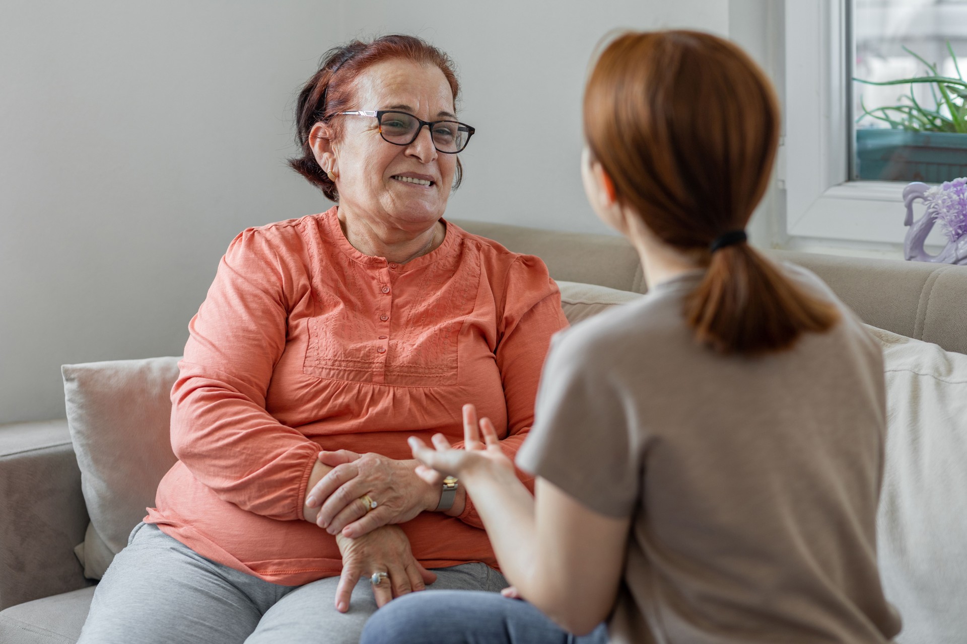 Talking with old woman